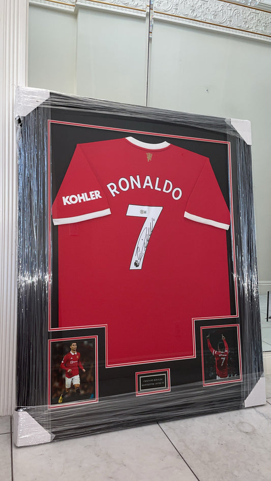 Cristiano Ronaldo Manchester United Autographed Framed Jersey Authenticated by Beckett