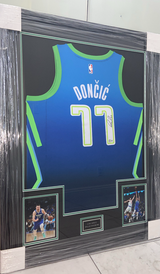 Luka Doncic Dallas Mavericks Autographed Framed Jersey Authenticated by Beckett