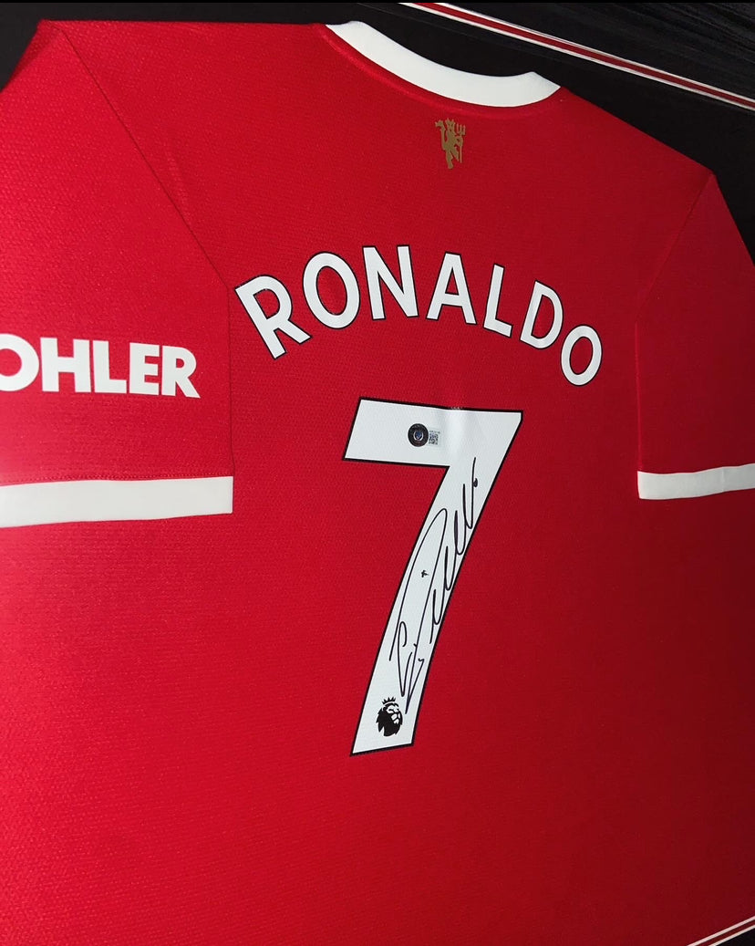 Cristiano Ronaldo Manchester United Autographed Framed Jersey Authenticated by Beckett